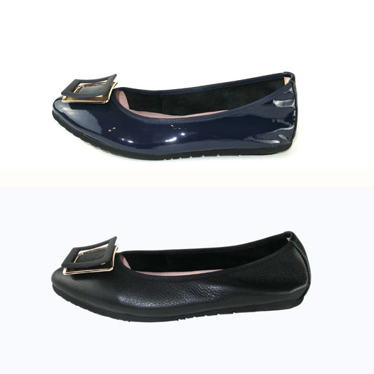 12W01 Leather Pointy buckle pumps with extra cushions ( New Arrival) Pumps Sam Star Shoes