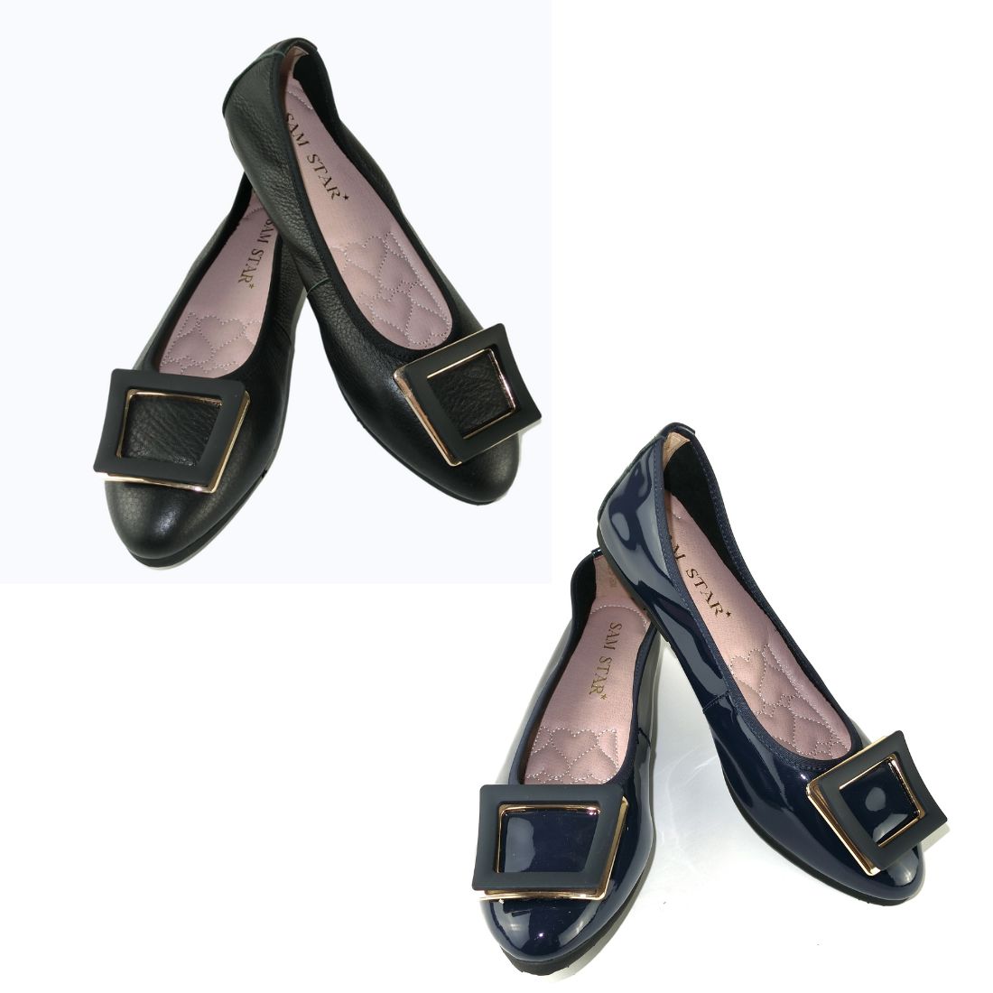 12W01 Leather Pointy buckle pumps with extra cushions (SALE) Pumps Sam Star Shoes