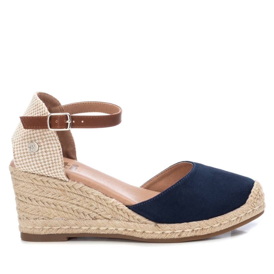 140746 Spanish Wedge with expadrilles in Navy and Taupe sandals Sam Star Shoes