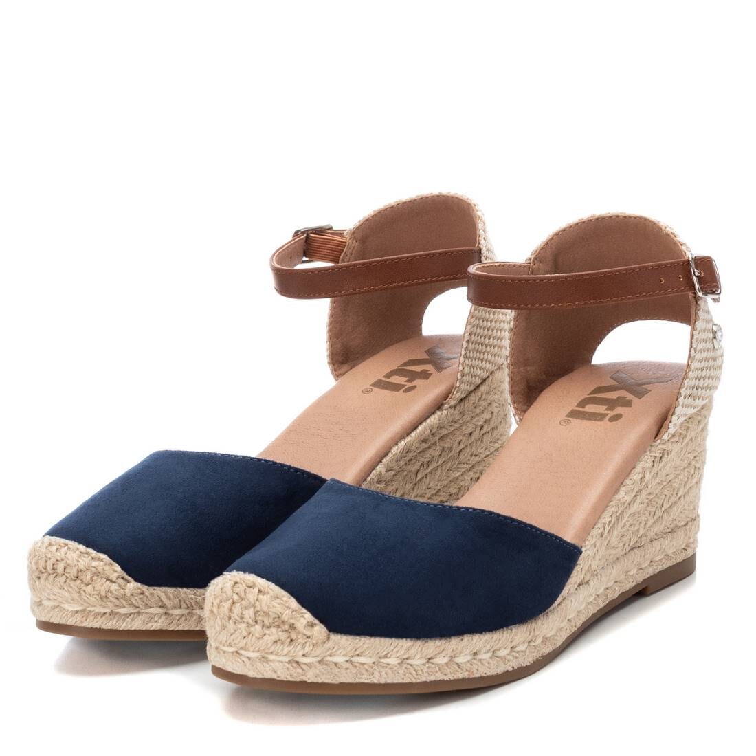 140746 Spanish Wedge with expadrilles in Navy and Taupe sandals Sam Star Shoes