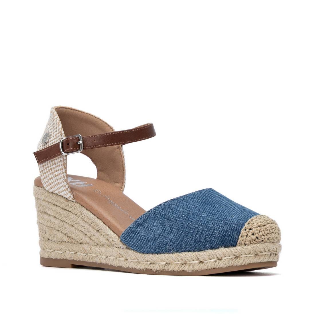 140746 Spanish Wedge with expadrilles in denim blue (New) sandals Sam Star Shoes