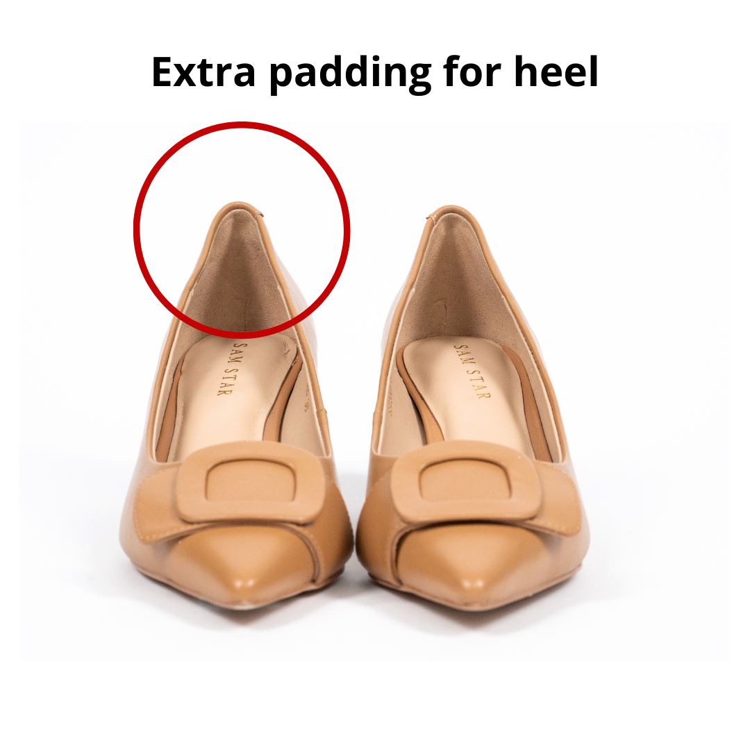 SS23005 Leather court shoes with buckle - Tan ladies shoes Sam Star shoes