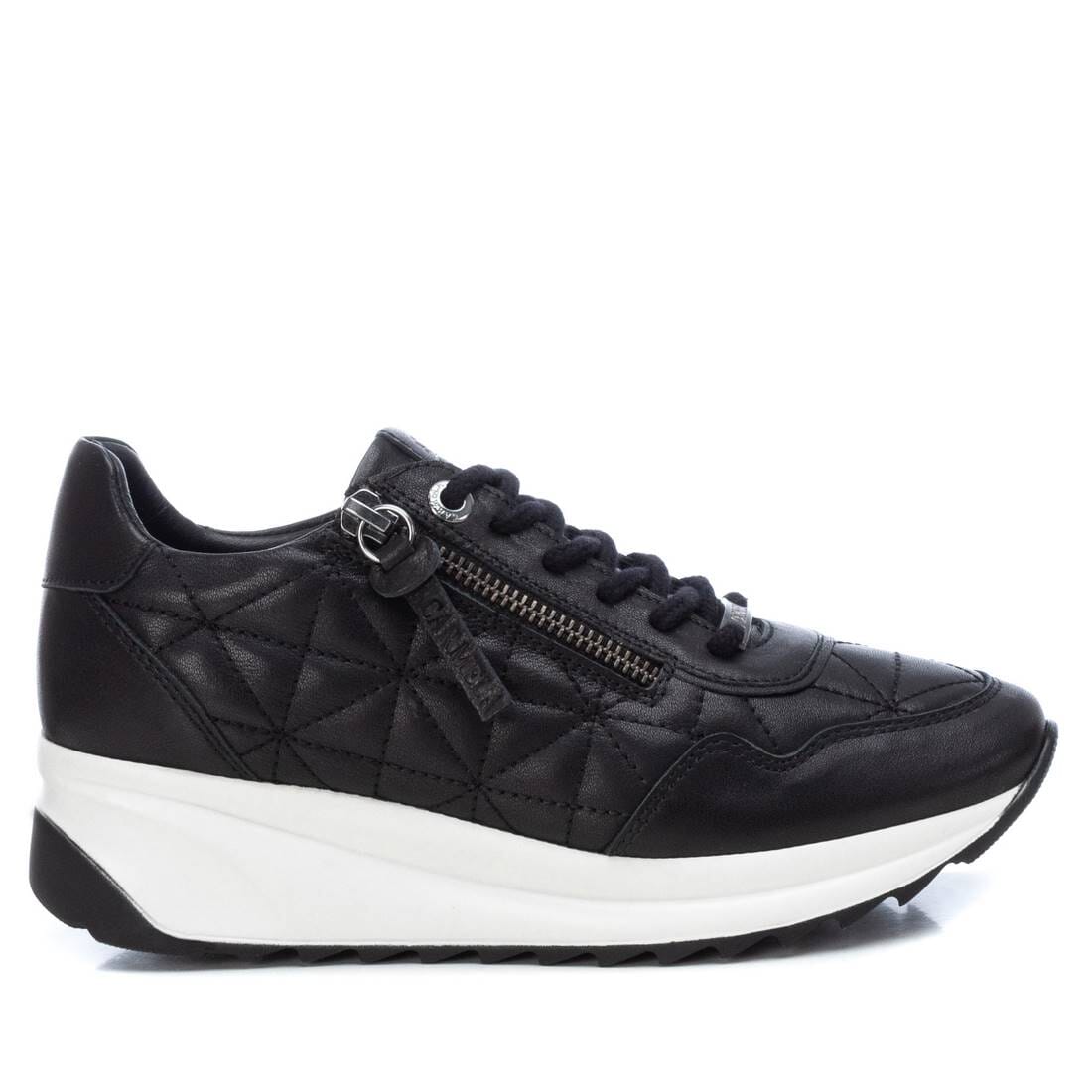 160209 Spanish Leather sneakers with quilted detail & cushion sole in Black sneakers Sam Star shoes Black 36