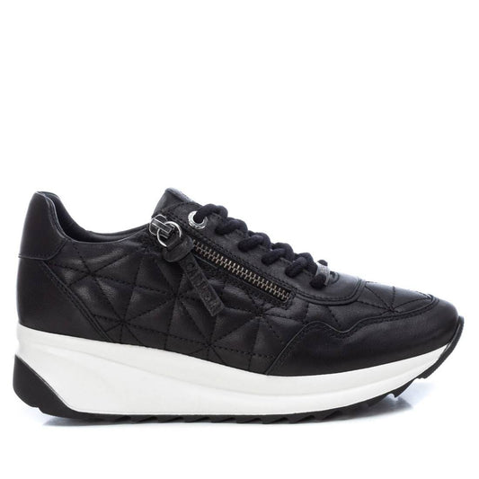 160209 Spanish Leather sneakers with quilted detail & cushion sole in Black sneakers Sam Star shoes Black 36