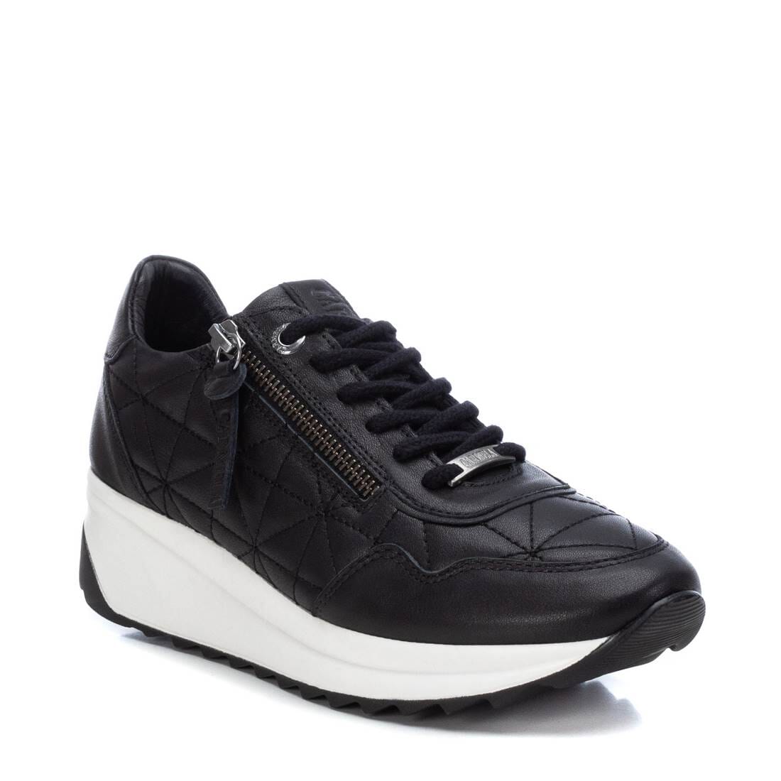160209 Spanish Leather sneakers with quilted detail & cushion sole in Black sneakers Sam Star shoes Black 38