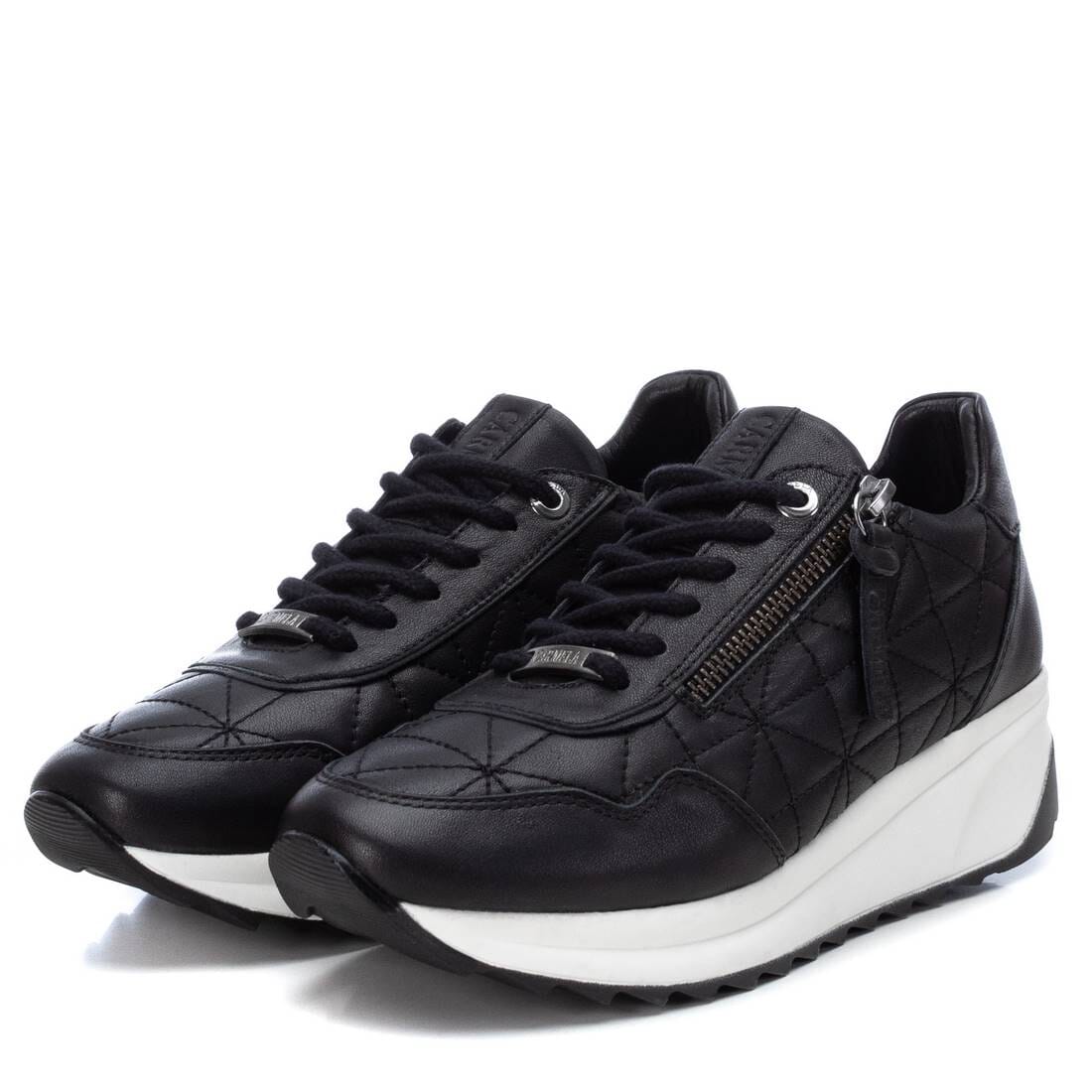 160209 Spanish Leather sneakers with quilted detail & cushion sole in Black sneakers Sam Star shoes