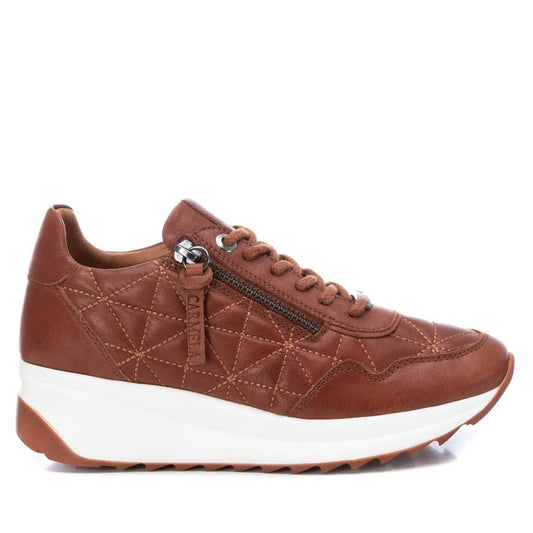 160209 Spanish Leather sneakers with quilted detail & cushion sole in Tan sneakers Sam Star shoes Tan 36