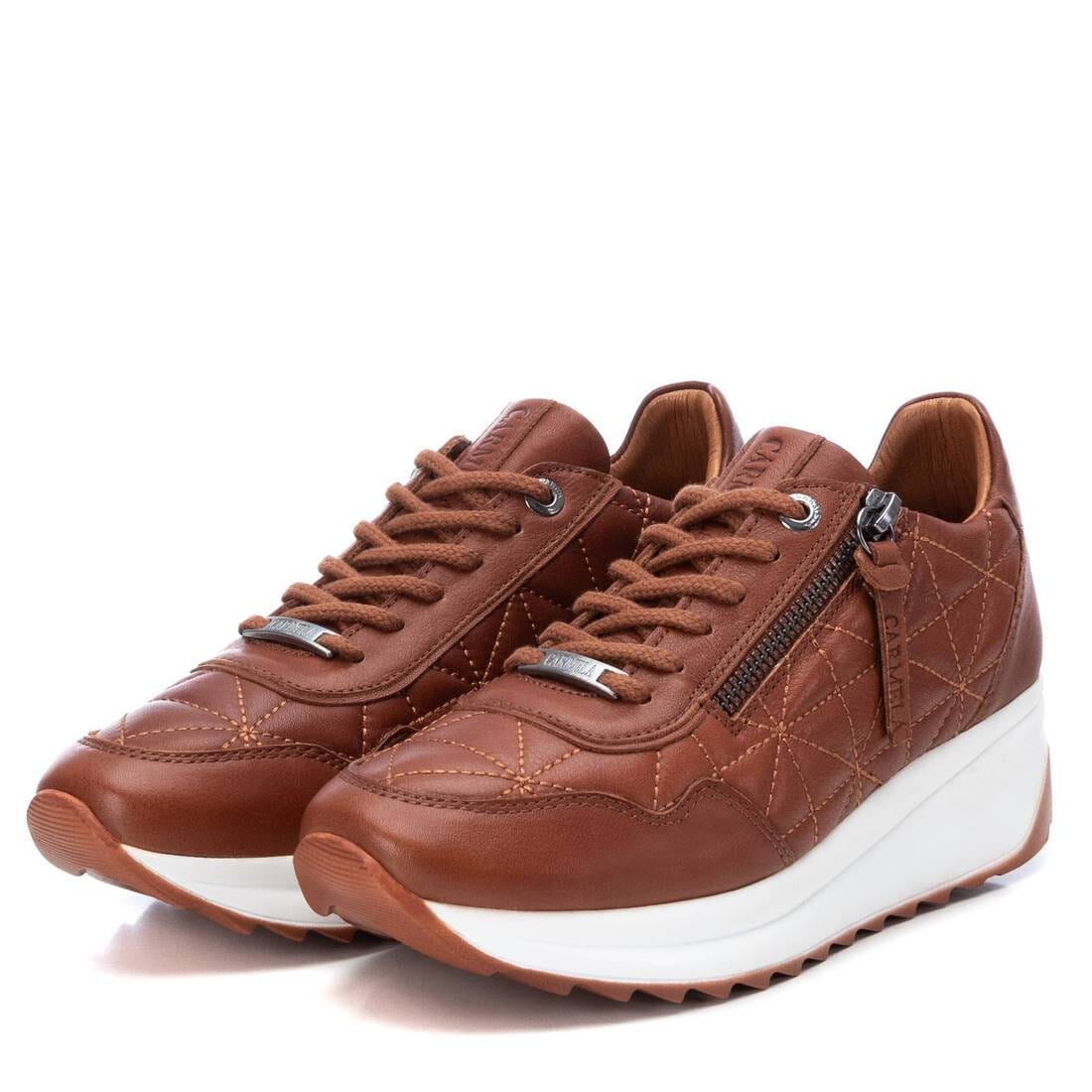 160209 Spanish Leather sneakers with quilted detail & cushion sole in Tan sneakers Sam Star shoes Tan 38