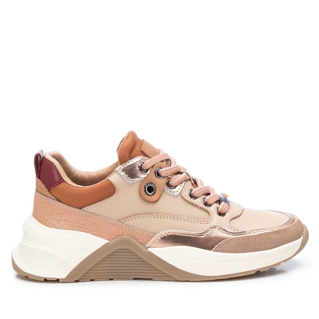 160259 Spanish Leather sneakers with colour blocking detail in beige/pink sneakers Sam Star shoes Beige/Pink 36