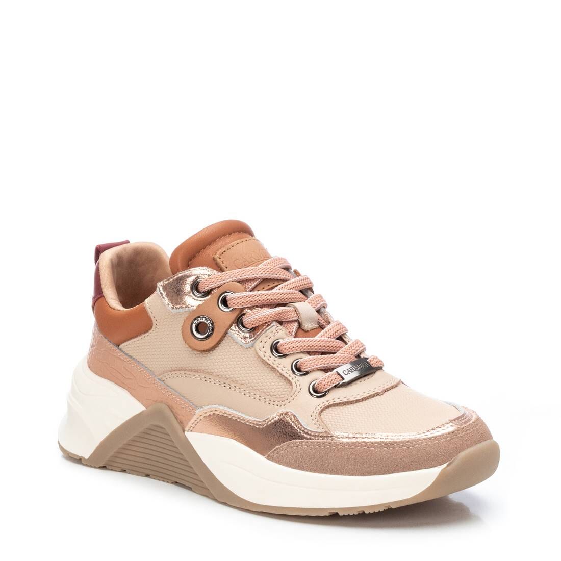 160259 Spanish Leather sneakers with colour blocking detail in beige/pink sneakers Sam Star shoes Beige/Pink 38
