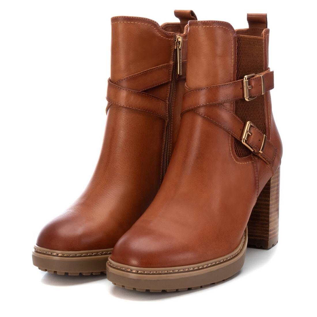 161161 Spanish Leather ankle boots with ankle straps and elastic in Tan Boots Sam Star shoes