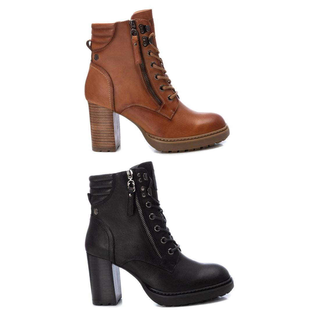 161178 Spanish Leather ankle boots with lace up in Black and Tan Boots Sam Star shoes