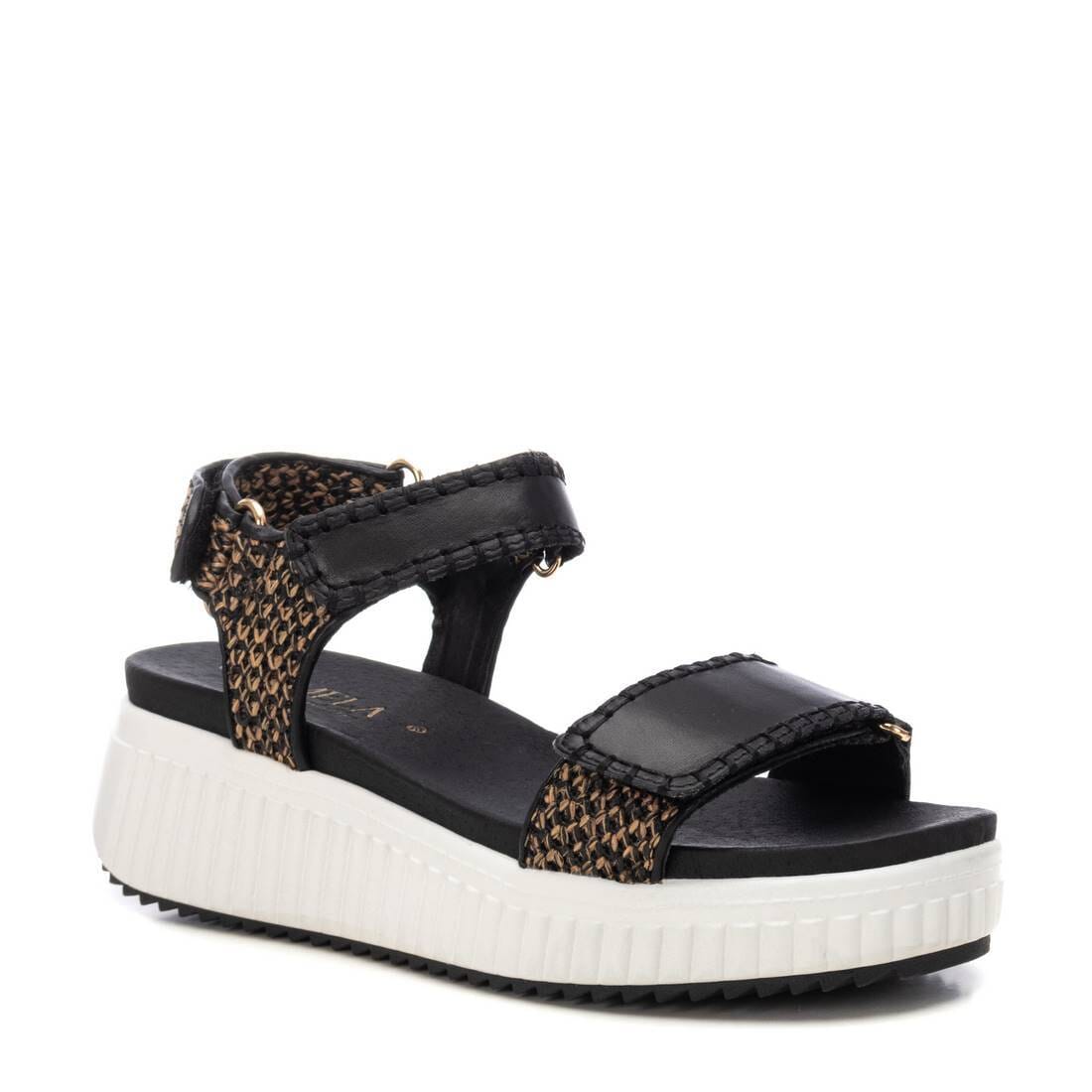 162243 Spanish leather Sport delux sandals/wedge with velcro in black sandals Sam Star Shoes