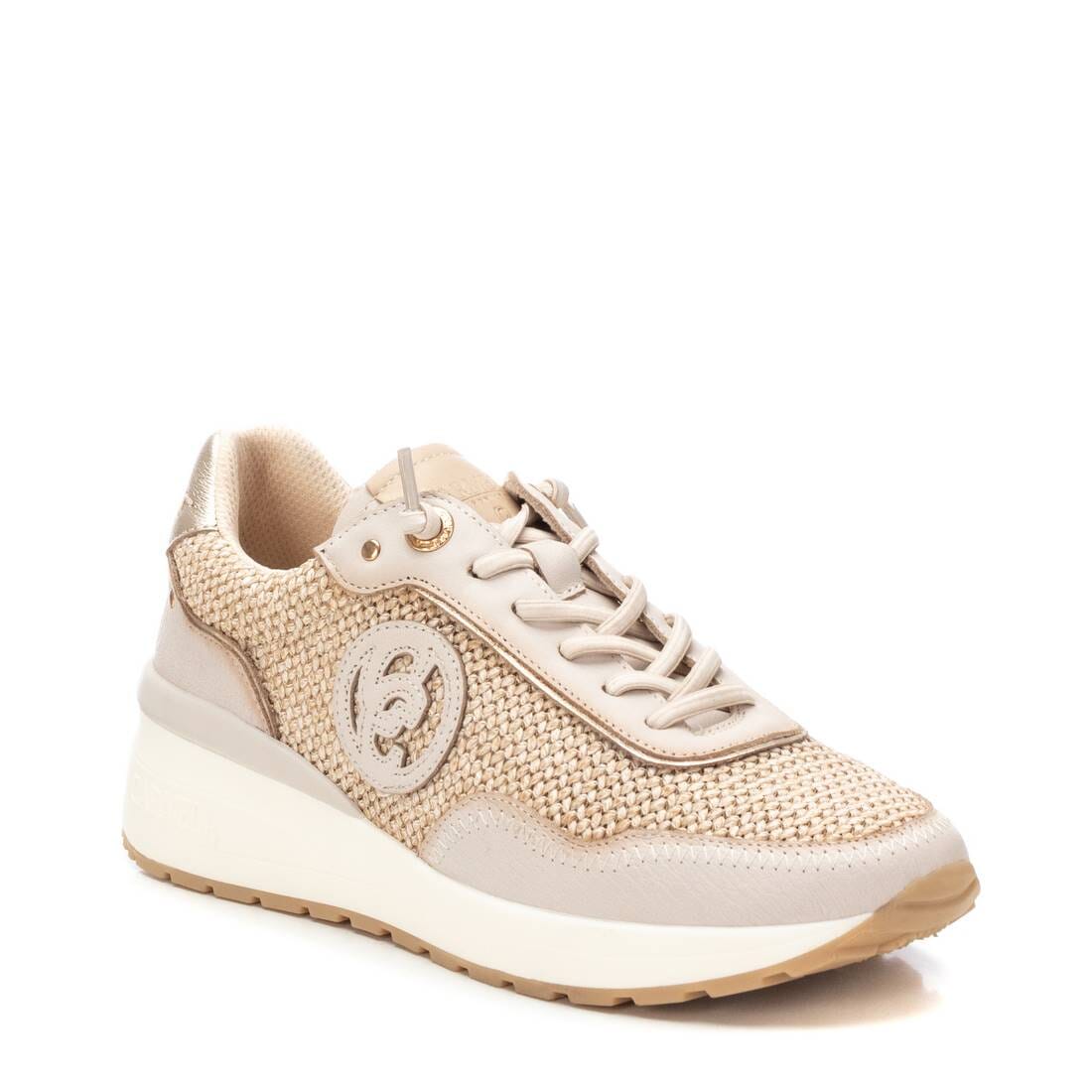 162357 Spanish design leather sneakers with rafia design in Beige and Gold sneakers Sam Star Shoes