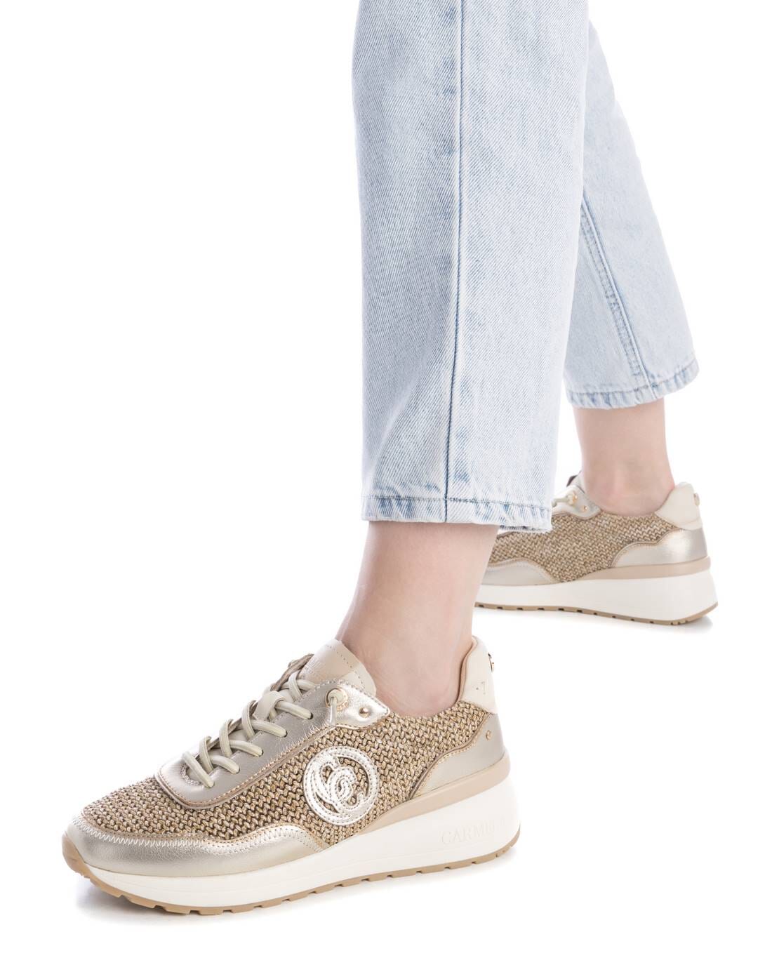 162357 Spanish design leather sneakers with rafia design in Beige and Gold sneakers Sam Star Shoes
