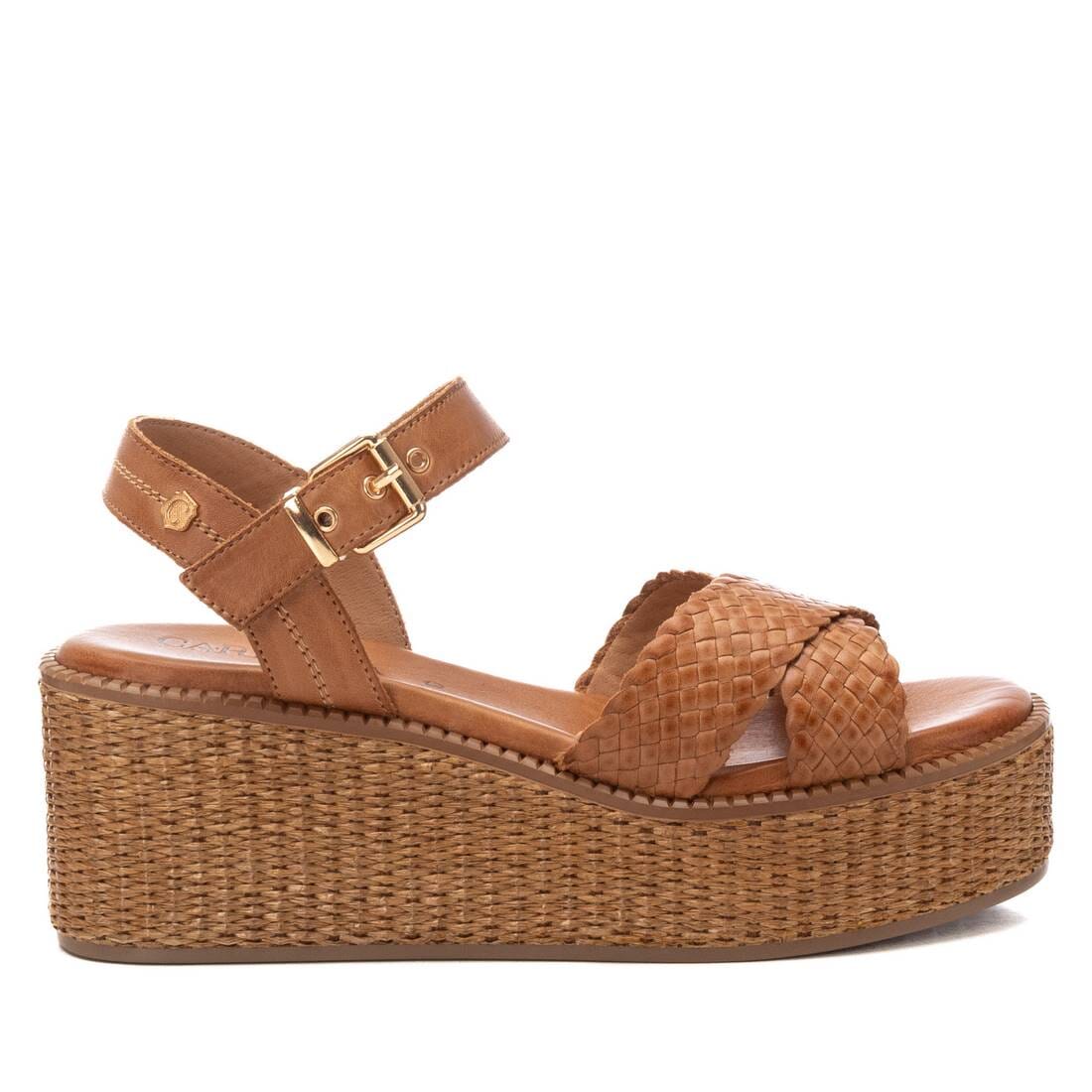 162361 Spanish leather woven sandals/wedge in Black, Tan and Gold sandals Sam Star Shoes Tan 36/3