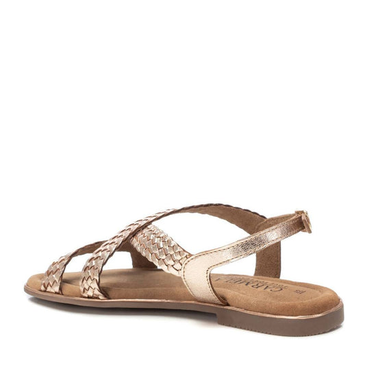 162387 Spanish woven leather flat sandals in Gold ( New) sandals Sam Star Shoes