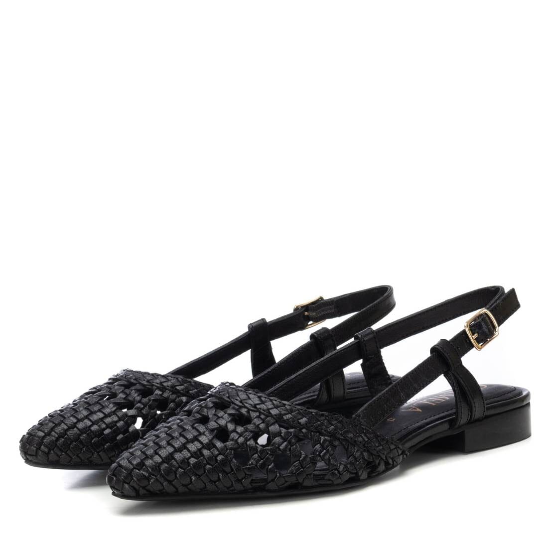162412 Spanish Leather woven flat shoes - Black and Bronze ( New Arrival) ladies shoes Sam Star shoes