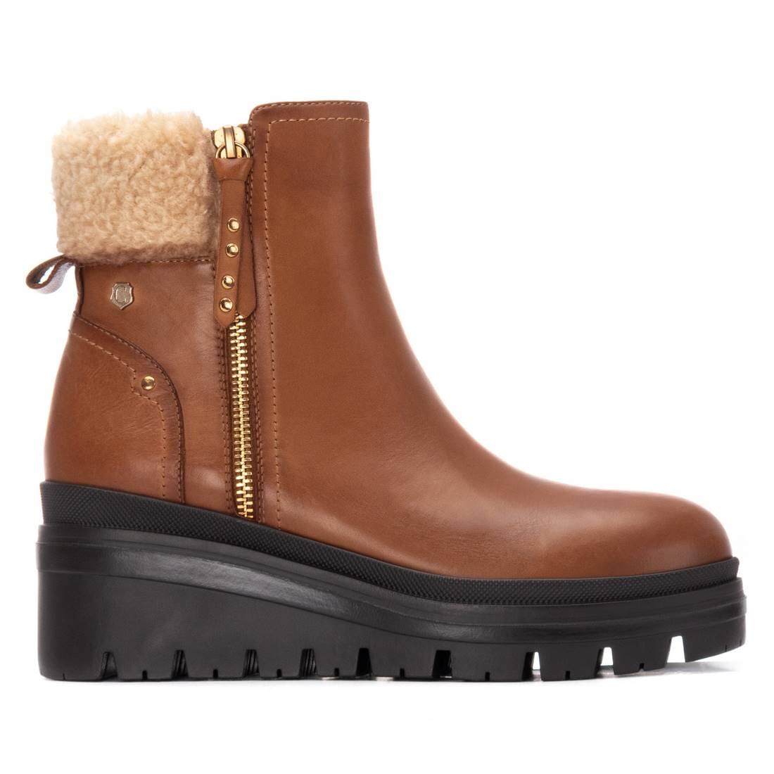 Brown Fur Wedge Boots