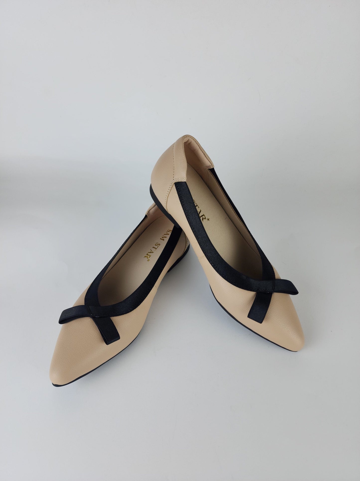 SS24006 Pointy Leather pumps with bow and extra cushion( new arrival ) Pumps Sam Star Shoes