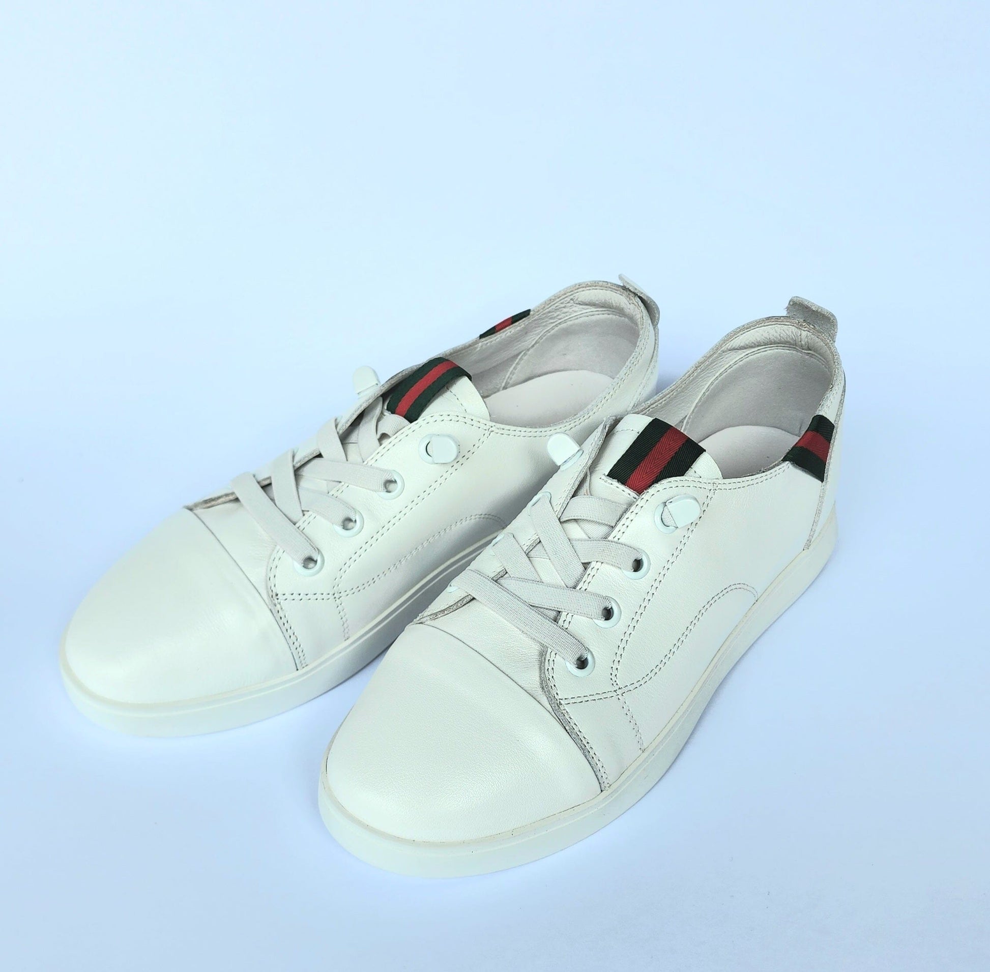 SS24007 Genuine leather sneakers with cushions - White, Black and Silver sneakers Sam Star Shoes