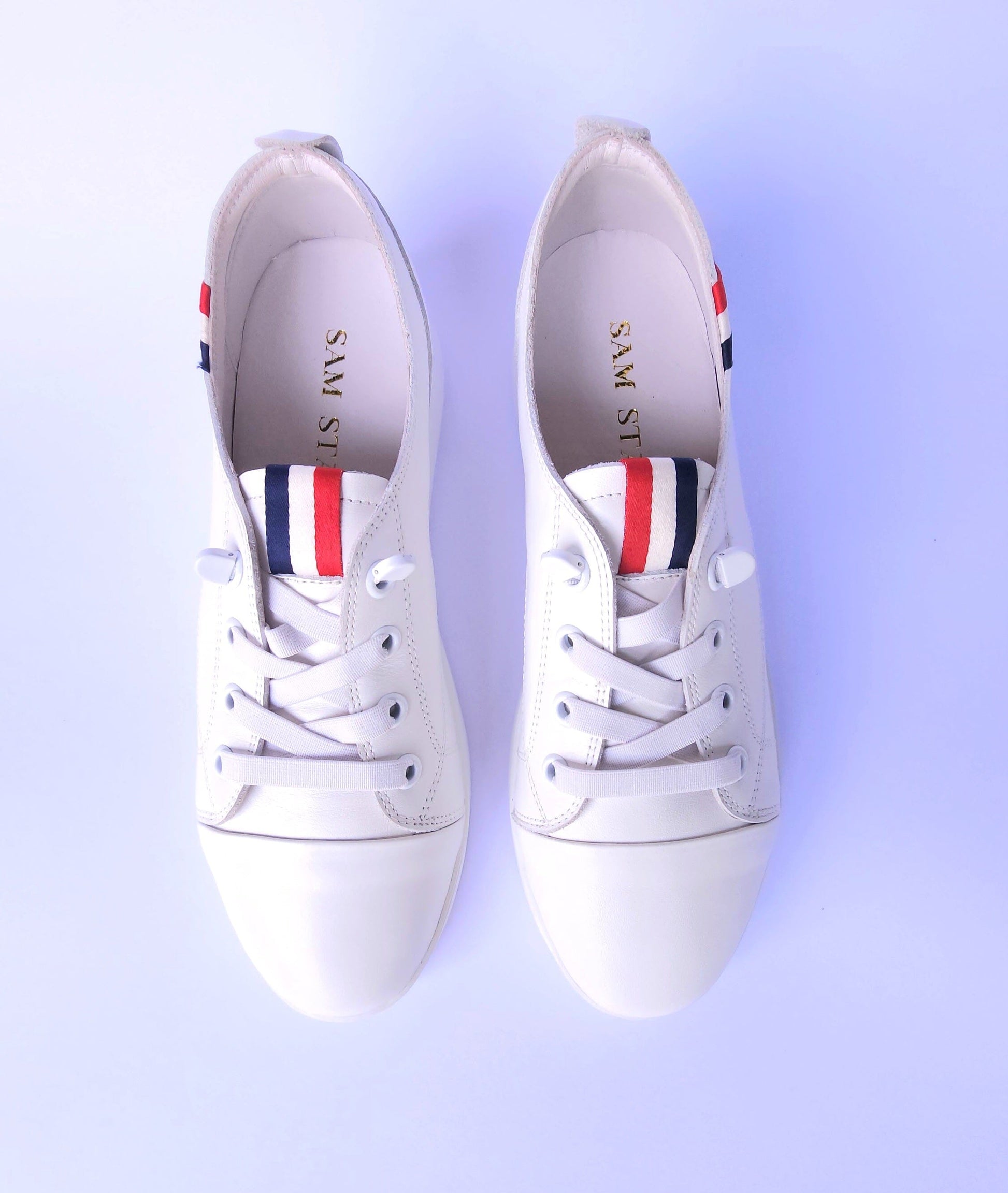 SS24007 Genuine leather sneakers with cushions - White, Black and Silver sneakers Sam Star Shoes