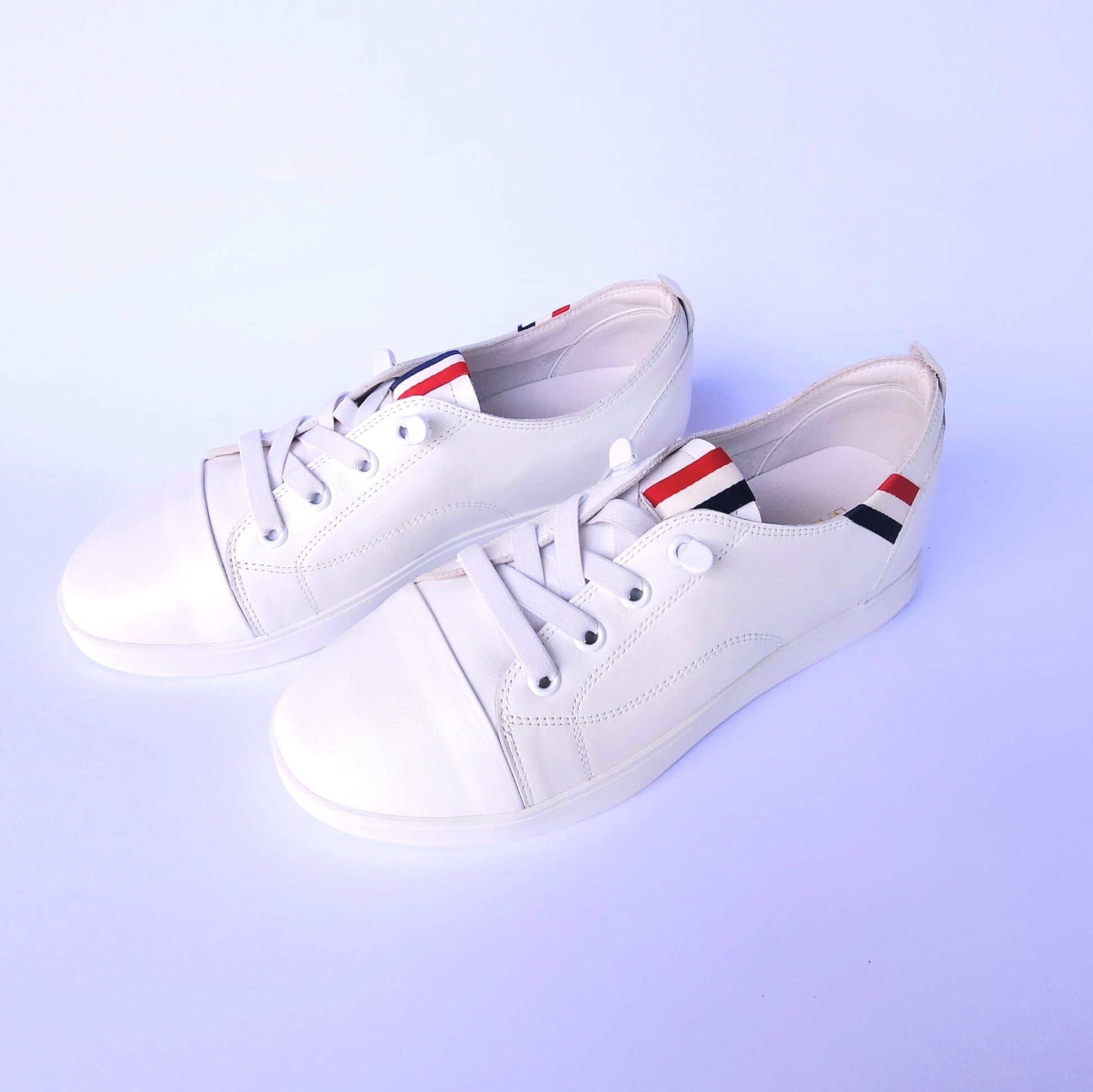 SS24007 Genuine leather sneakers with cushions - White, Black and Silver sneakers Sam Star Shoes