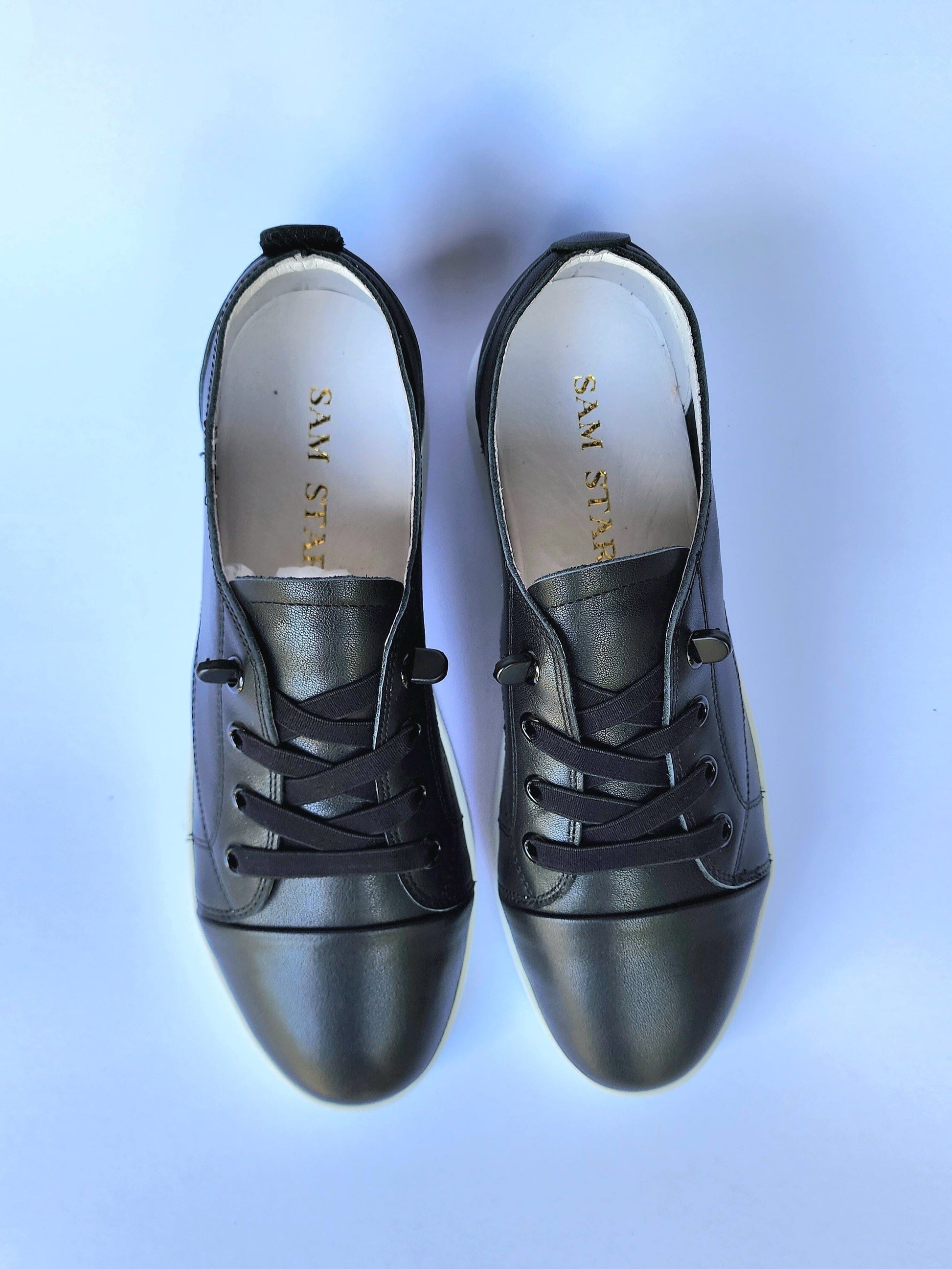 SS24007 Genuine leather sneakers with cushions - White, Black and Silver sneakers Sam Star Shoes