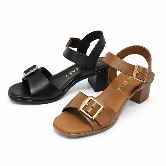 6003 Spanish leather strappy sandals with buckles in Black and Brown (New) sandals Sam Star Shoes