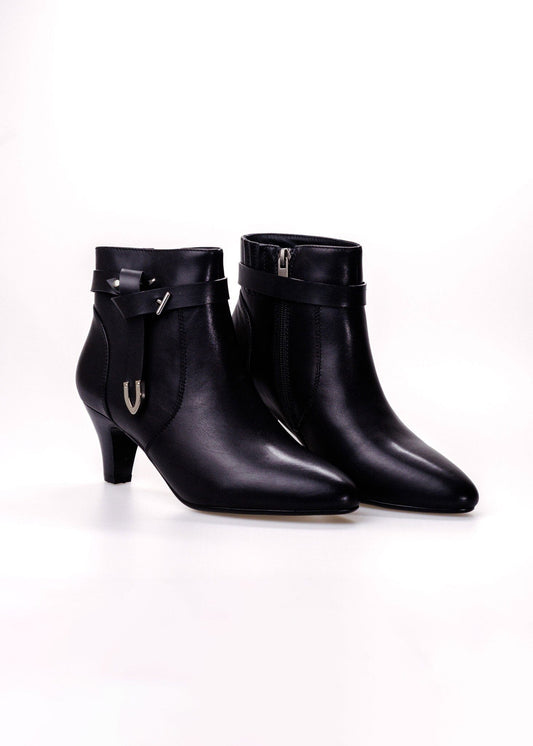 SS26009 Leather ankle boots with kitten heel and removable straps in Black (NEW) Boots Sam Star shoes