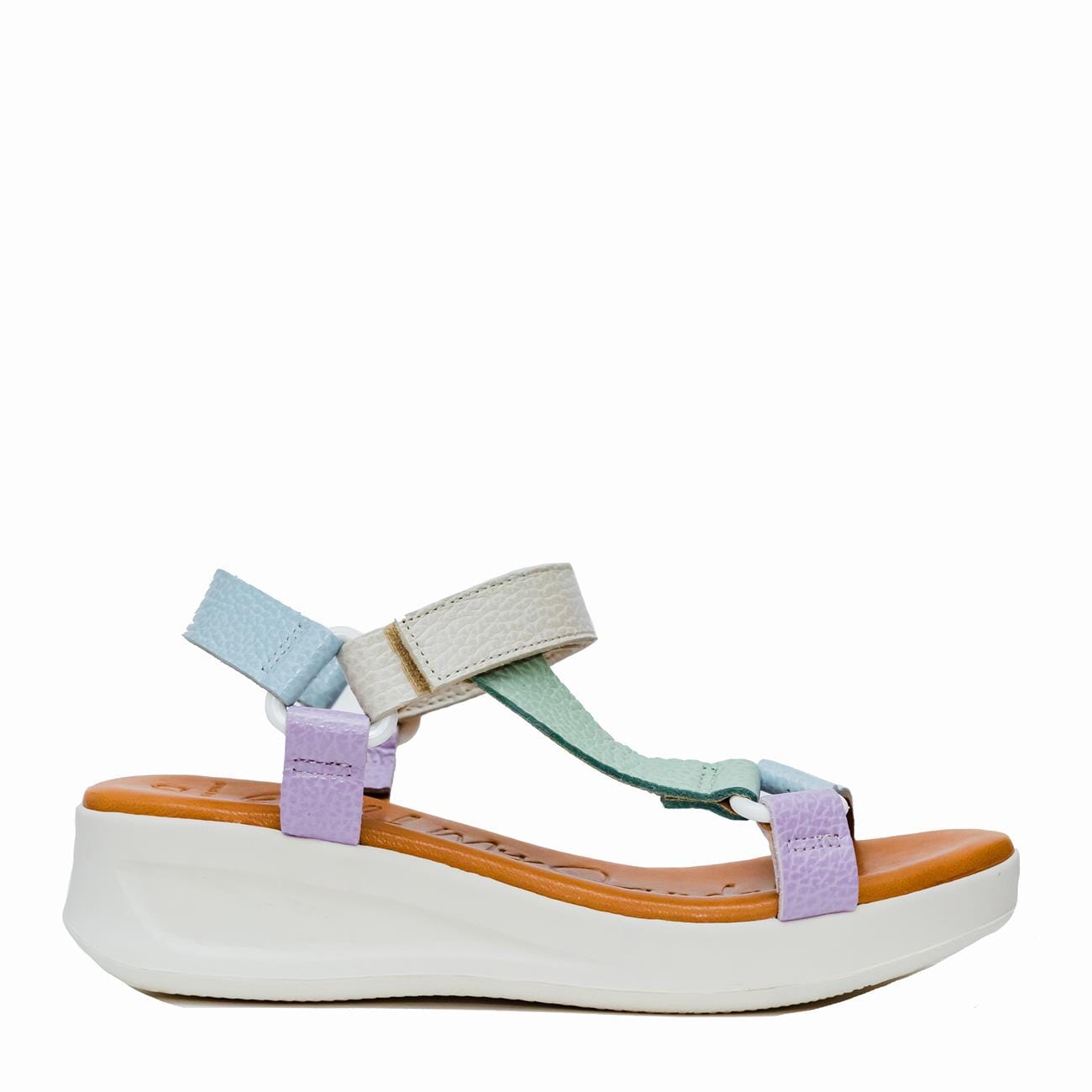 5186 Spanish leather Sport delux sandals/wedge with velcro in Pastel colour sandals Sam Star Shoes Pastel colour 36/3