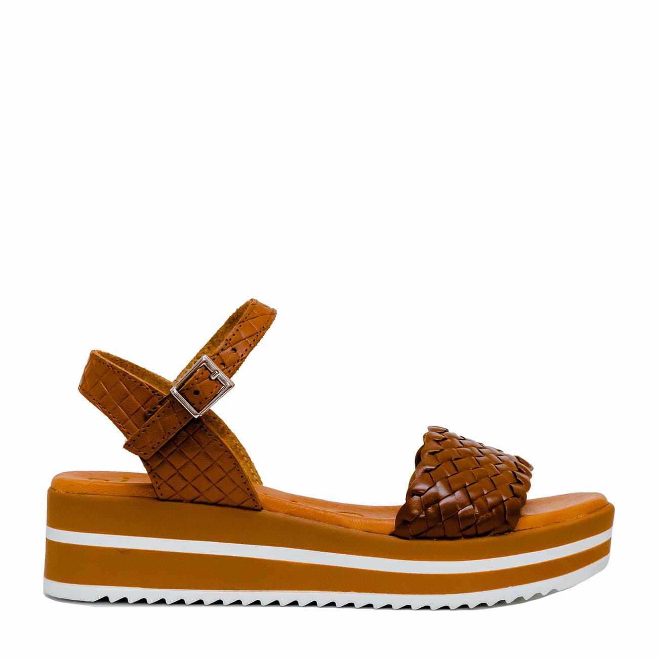 5276TB Spanish leather woven sandals/wedge in Tan sandals Sam Star Shoes