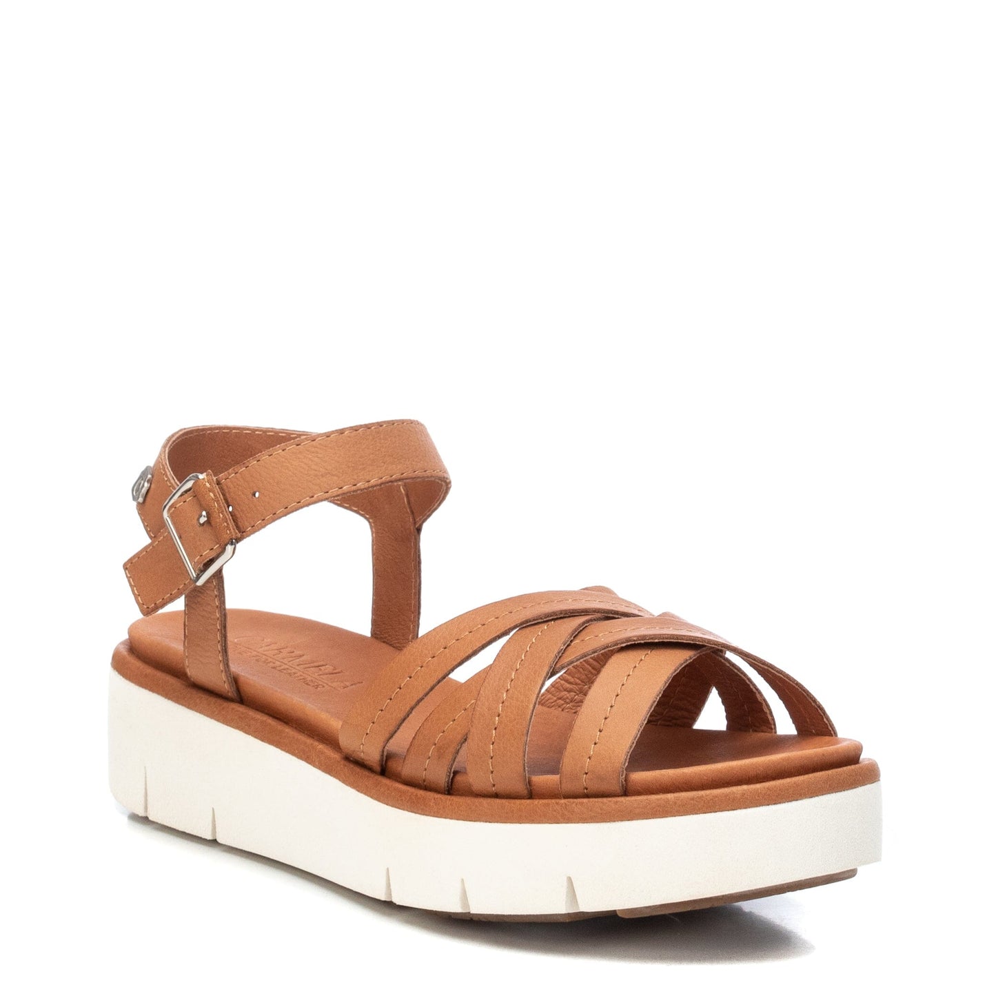 68421 Spanish leather sandals with comfort wedge in Brown sandals Sam Star Shoes Tan 38 (5)