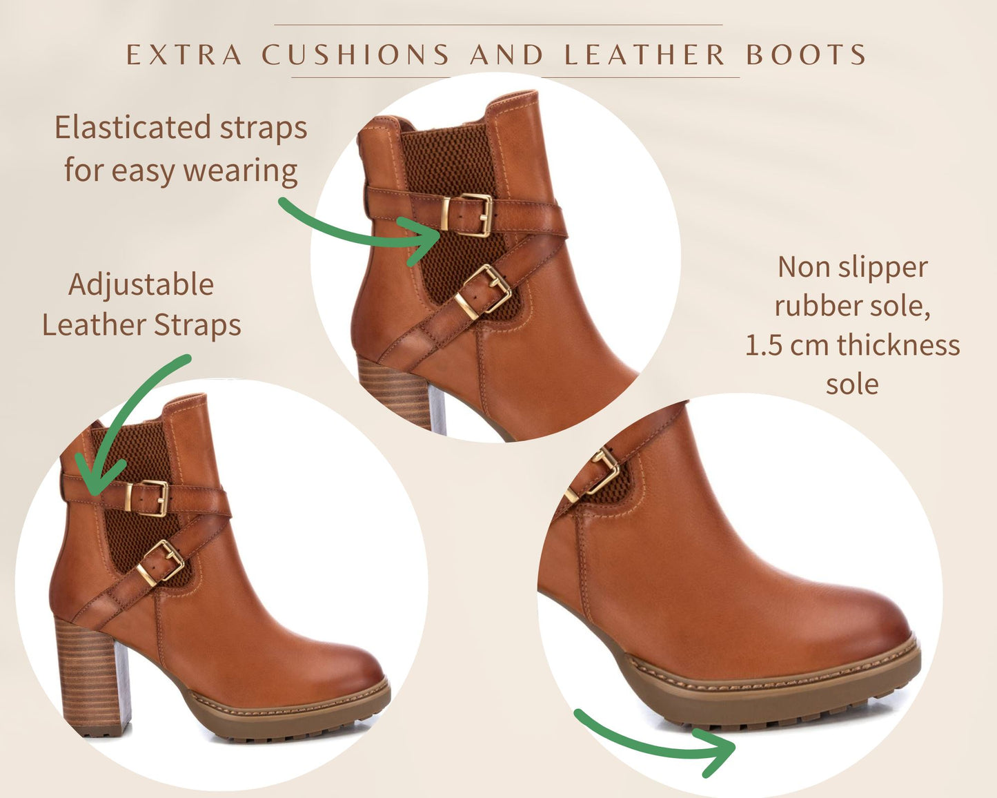 161161 Spanish Leather ankle boots with ankle straps and elastic in Tan Boots Sam Star shoes