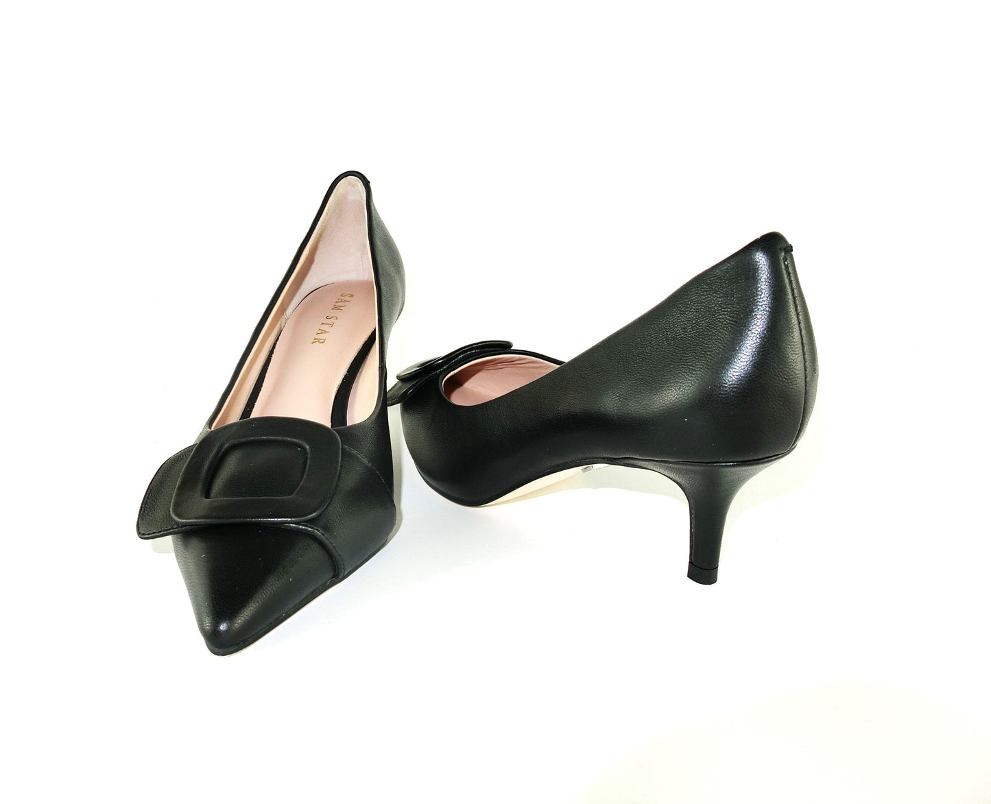 Pre order - SS23005 Leather court shoes with buckle - Black ladies shoes Sam Star shoes