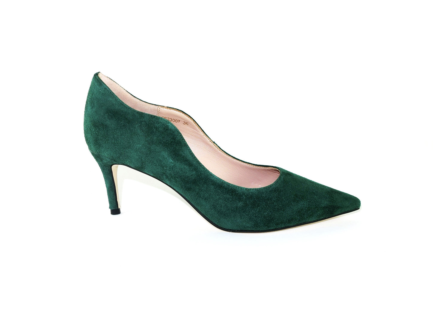 SS23007 Leather court shoes with curve design- Dark green ladies shoes Sam Star shoes Dark green 37/4