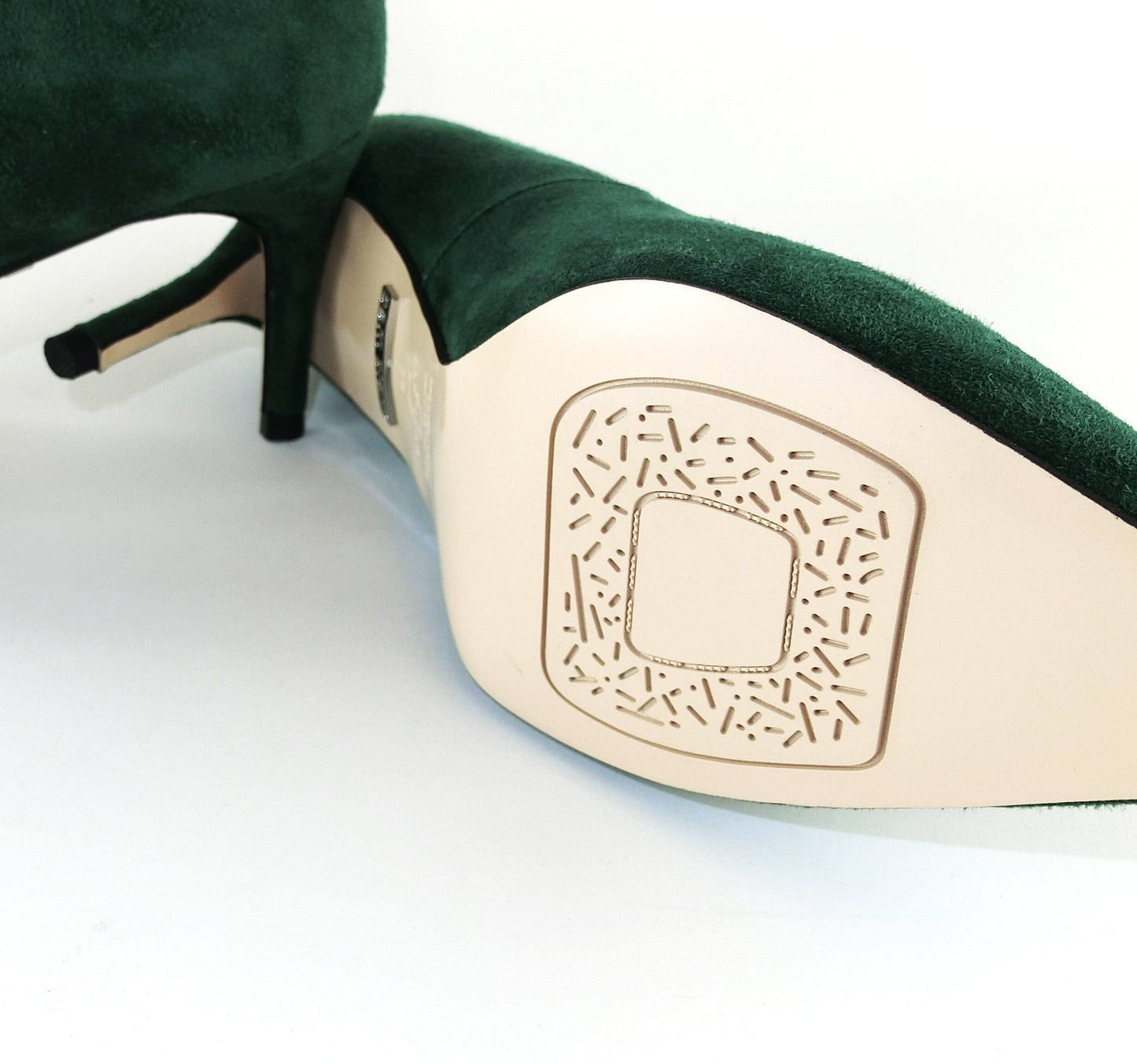 SS23007 Leather court shoes with curve design- Dark green ladies shoes Sam Star shoes