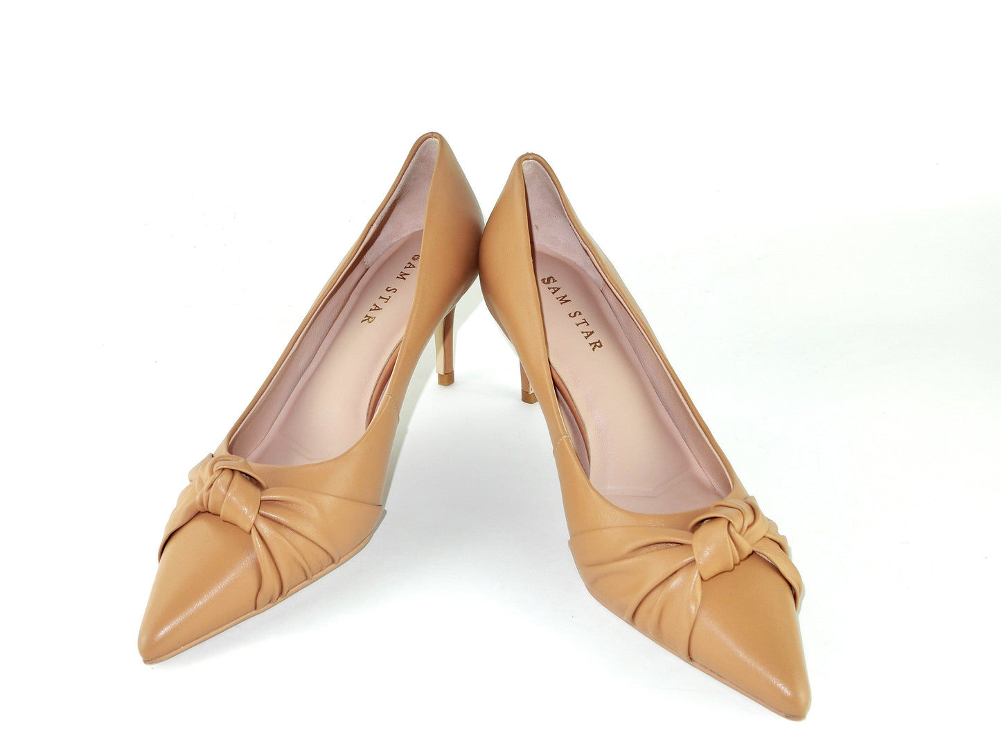 SS23004 Leather court shoes with knot design - Black and Tan ladies shoes Sam Star shoes Tan 36/3