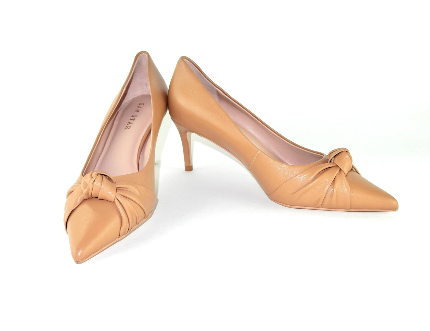 SS23004 Leather court shoes with knot design - Black and Tan ladies shoes Sam Star shoes Tan 39/6