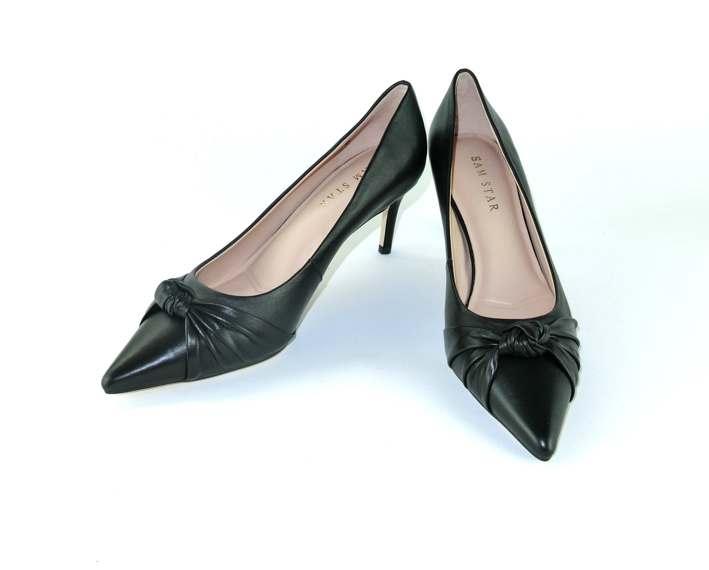 SS23004 Leather court shoes with knot design - Black and Tan ladies shoes Sam Star shoes Black 40/7