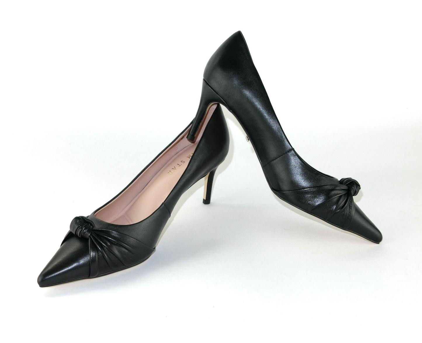 SS23004 Leather court shoes with knot design - Black and Tan ladies shoes Sam Star shoes Black 37/4