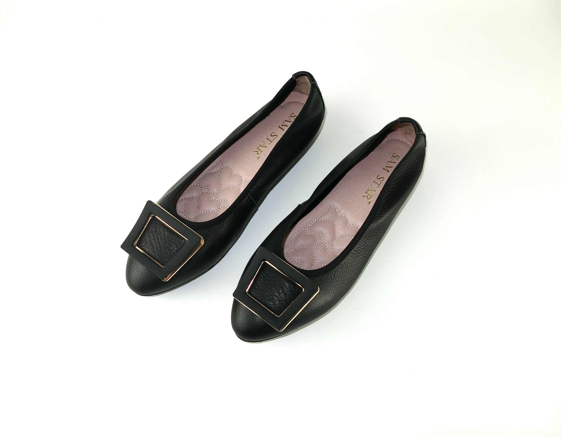 12W01 Leather Pointy buckle pumps with extra cushions (New) Pumps Sam Star Shoes