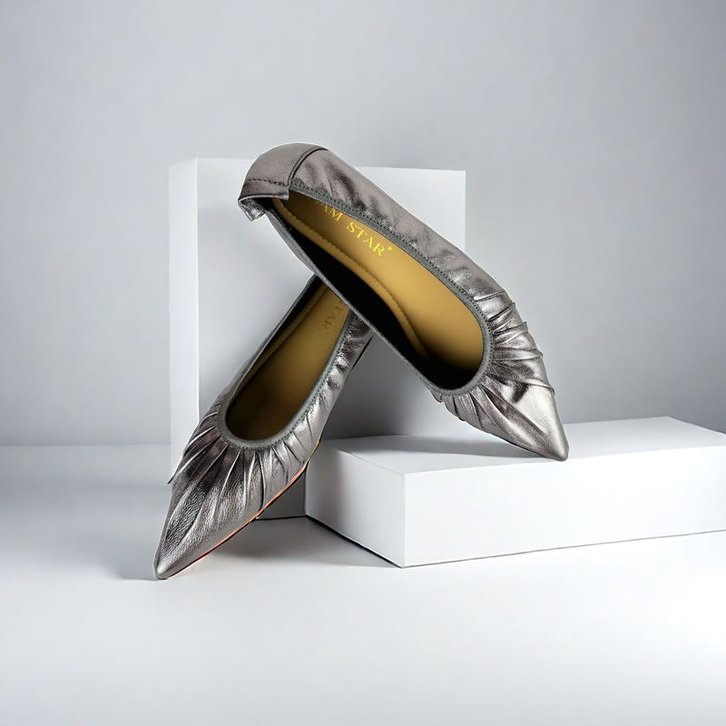 SS22006 Pointy Leather pumps with gathering details with extra cushionn (new) Pumps Sam Star Shoes