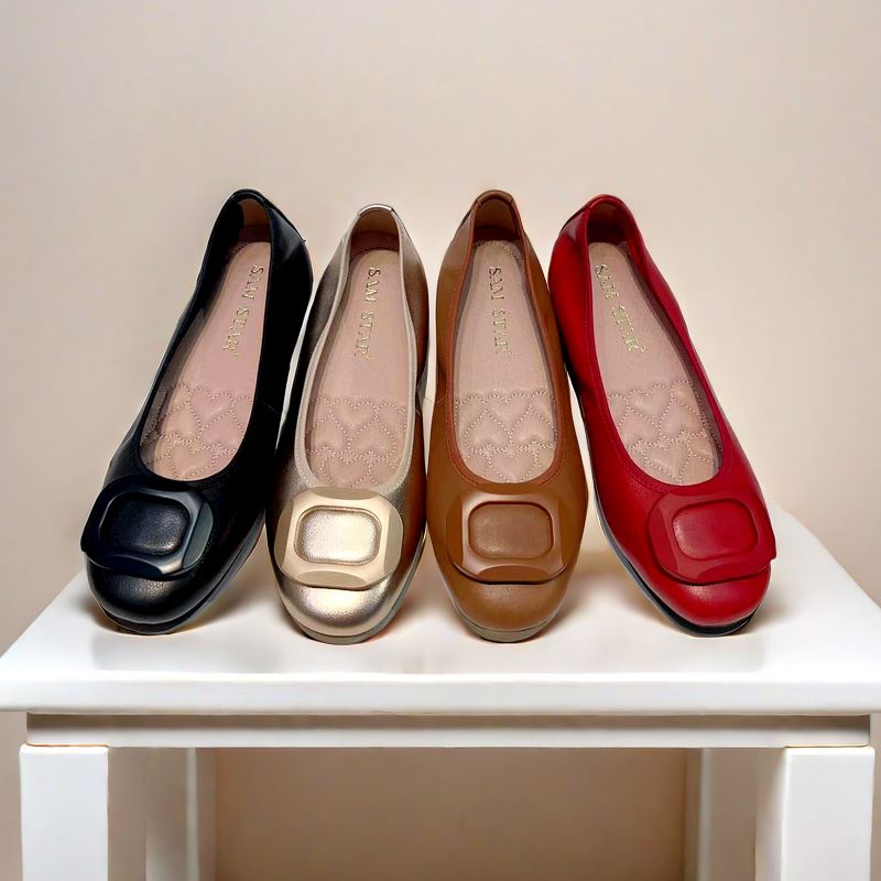 17W01 Leather buckle pumps with extra cushions (New Arrival) Pumps Sam Star Shoes