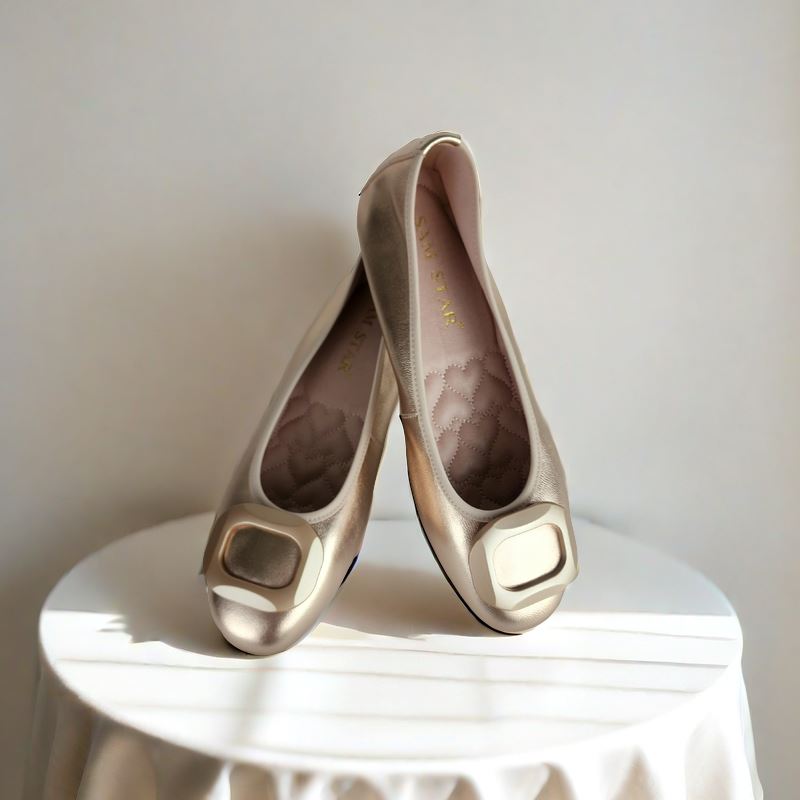 17W01 Leather buckle pumps with extra cushions (New Arrival) Pumps Sam Star Shoes Rosegold 36 (3)