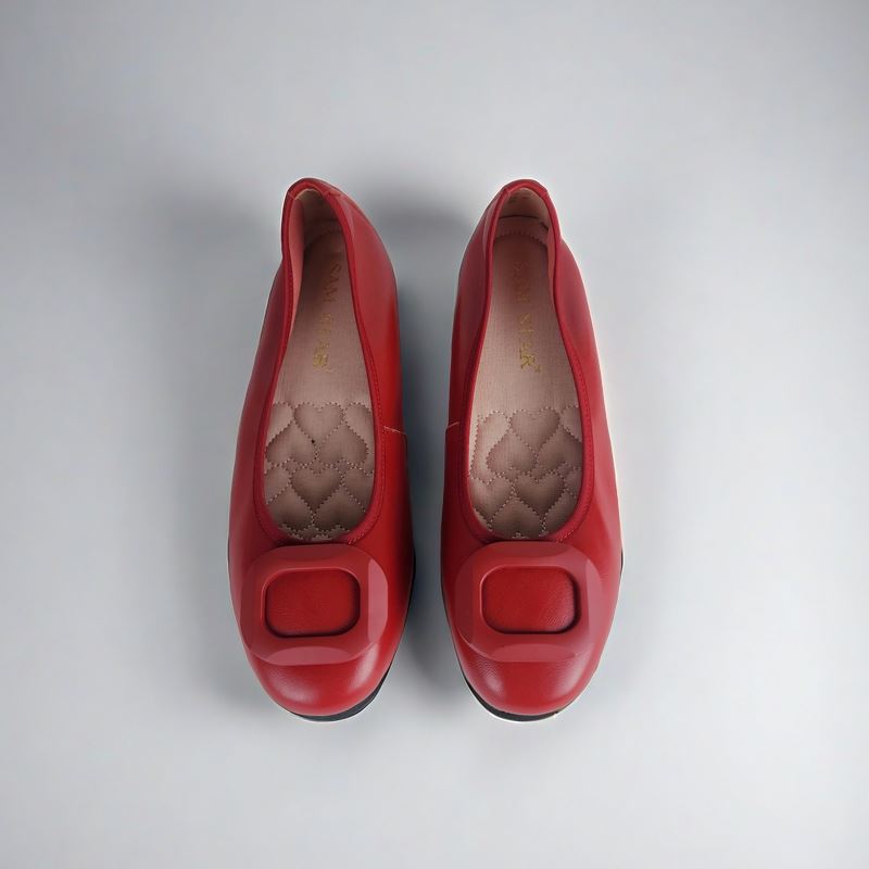 17W01 Leather buckle pumps with extra cushions (New Arrival) Pumps Sam Star Shoes Red 37 (4)