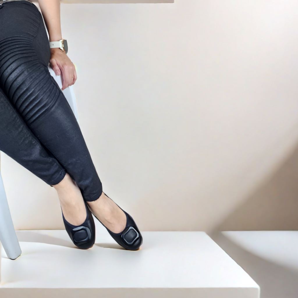 17W01 Leather buckle pumps with extra cushions (New Arrival) Pumps Sam Star Shoes