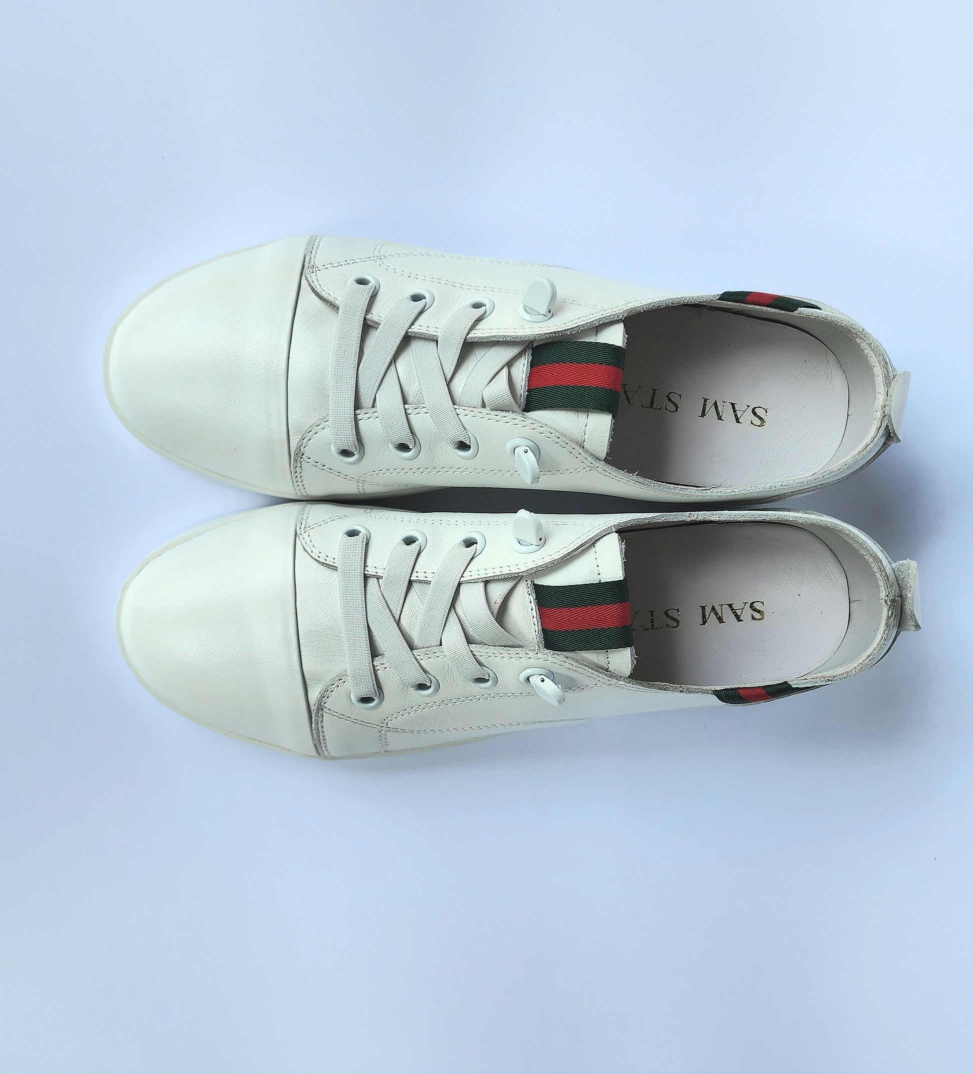 SS24007 Genuine leather sneakers with cushions - White, Black and Silver sneakers Sam Star Shoes