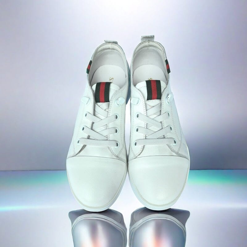 SS24007 Genuine leather sneakers with cushions - White, Black and Silver sneakers Sam Star Shoes