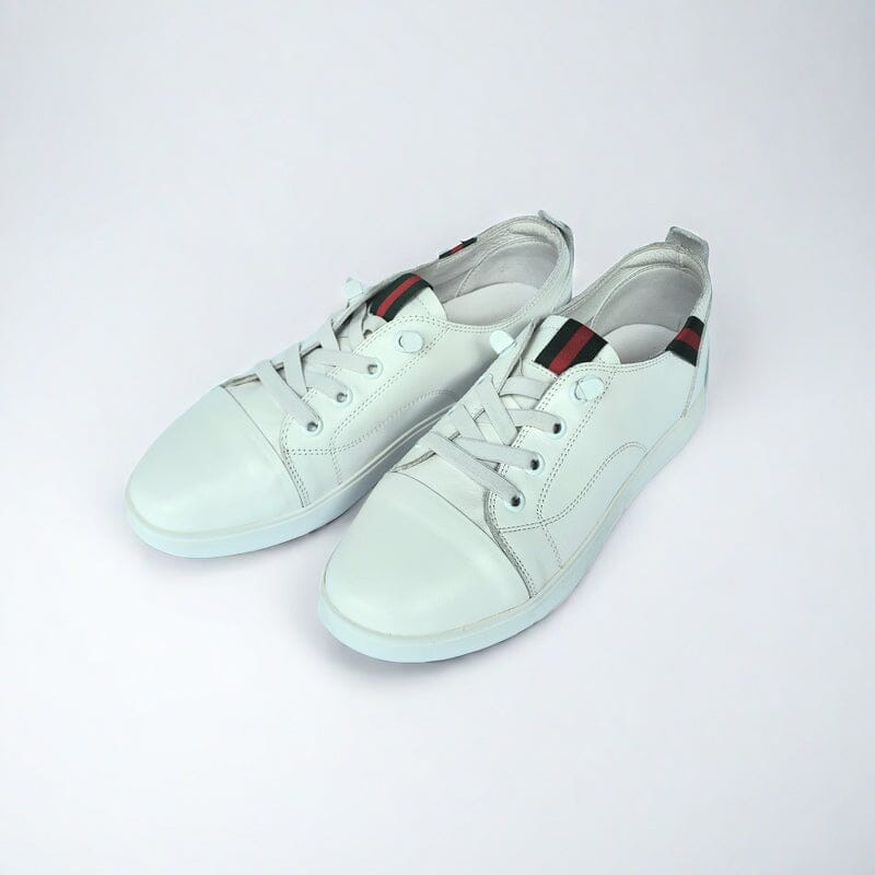 SS24007 Genuine leather sneakers with cushions - White, Black and Silver sneakers Sam Star Shoes